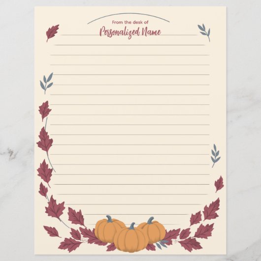 Flüstern des Herbstes liniertes Papierblatt (Vorderseite)