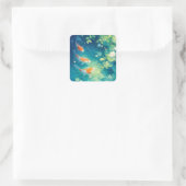 Flüstern des Koi-Teiches Quadratischer Aufkleber (Tasche)