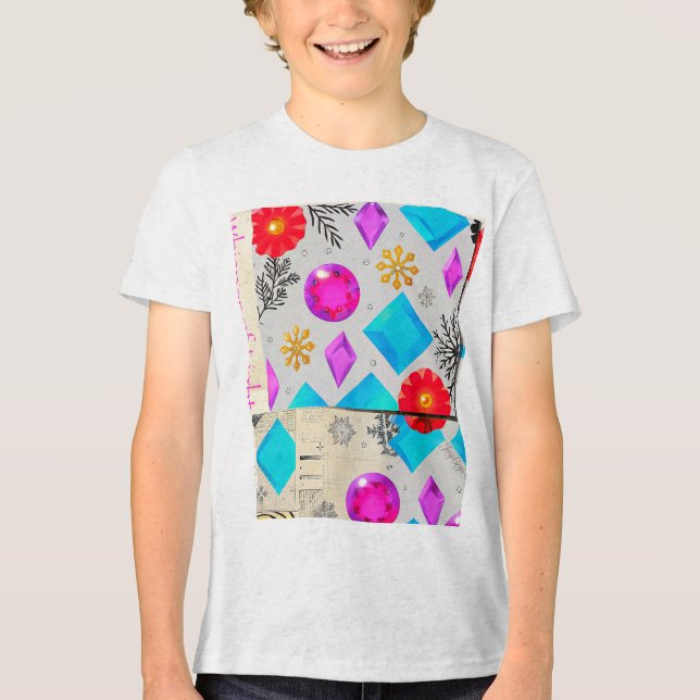 Flüstern des Lichts – Edelstein-Muster Kinder-T-Sh Tri-Blend Shirt (Vorderseite)