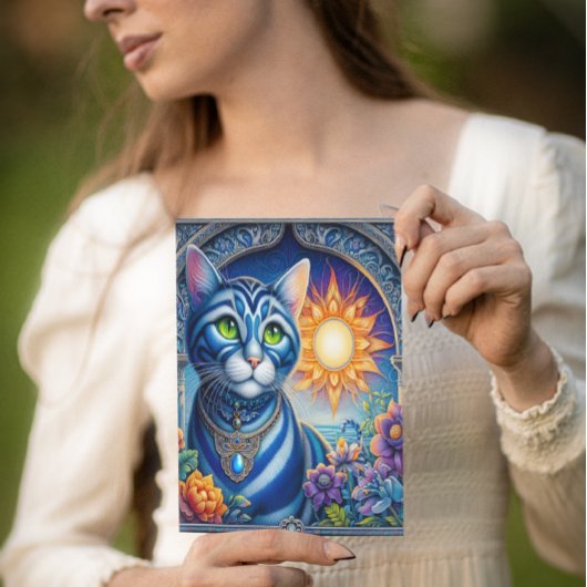 Flüstern des Lichts: Eine Katze, die sich in der S Postkarte