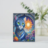 Flüstern des Lichts: Eine Katze, die sich in der S Postkarte (Stehend Vorderseite)