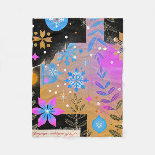 Flüstern des Lichts Rosa Blau Gold Schneeflocken Fleecedecke
