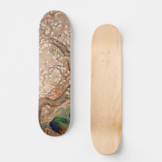 Flüstern des Mondes: Pflaumenblüten Skateboard (Vorderseite)