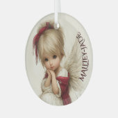 Flüstern des Winters – Feenkind mit Kardinal  Ornament Aus Glas (Vorderseite links)