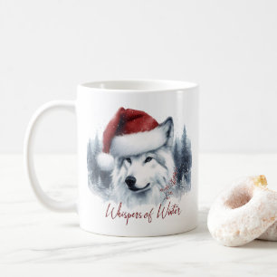Flüstern des Winters - Wasserfarbenwolf mit Weihna Kaffeetasse