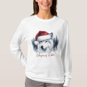 Flüstern des Winters - Wasserfarbenwolf mit Weihna T-Shirt