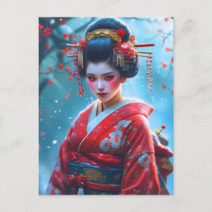Flüstern einer scharlachroten Maiko Postkarte