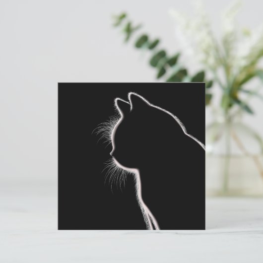 Flüstern im Dunkeln | Cat Whisker Silhouette Karte (Stehend Vorderseite)