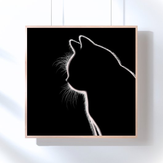 Flüstern im Dunkeln | Cat Whisker Silhouette Poster