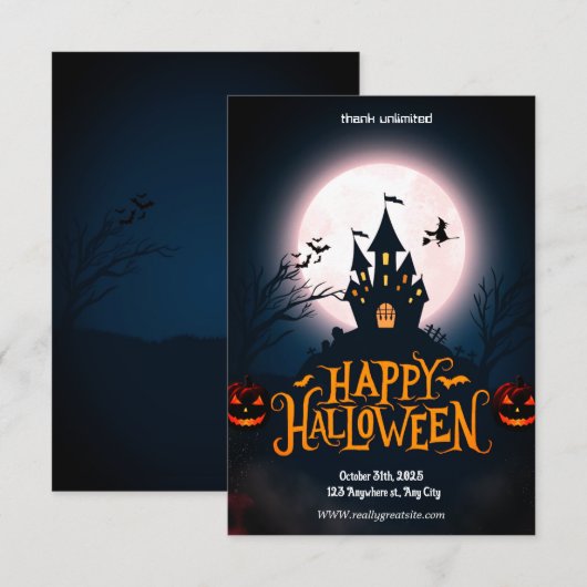 Flüstern im dunklen Halloween Einladung (Vorne/Hinten)