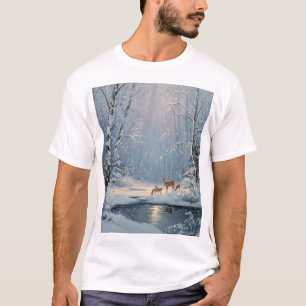 Flüstern im Schnee – Winterwald mit Rehen T-Shirt