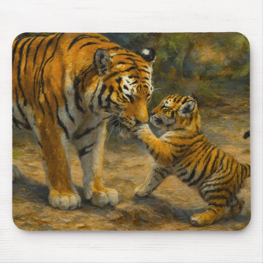 Flüstern im Wald - Tiger und Cub im Wald Mousepad (Vorne)