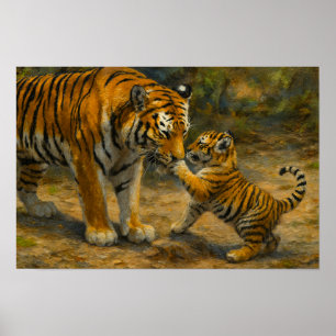 Flüstern im Wald - Tiger und Cub im Wald Poster