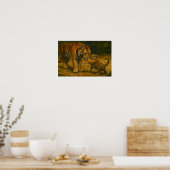Flüstern im Wald - Tiger und Cub im Wald Poster (Küche)