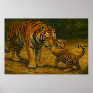 Flüstern im Wald - Tiger und Cub im Wald Poster