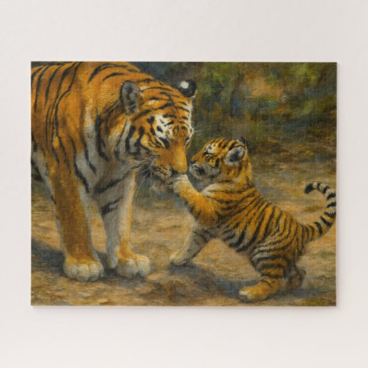 Flüstern im Wald - Tiger und Cub im Wald Puzzle (Horizontal)