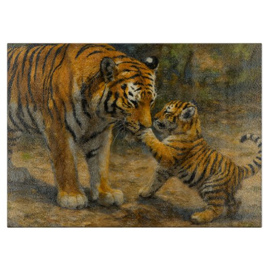 Flüstern im Wald - Tiger und Cub im Wald Schneidebrett (Vorderseite)
