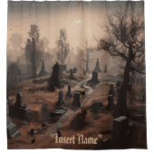 Flüstern in der Dunkelheit: Schreckliche Friedhof- Duschvorhang (Vorderseite)