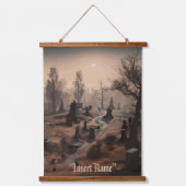 Flüstern in der Dunkelheit: Schreckliche Friedhof- Wandteppich Mit Holzrahmen (Vorderseite)