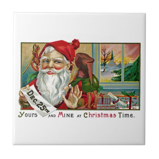 Flüstern mit dem Weihnachtsmann Fliese (Vorderseite)