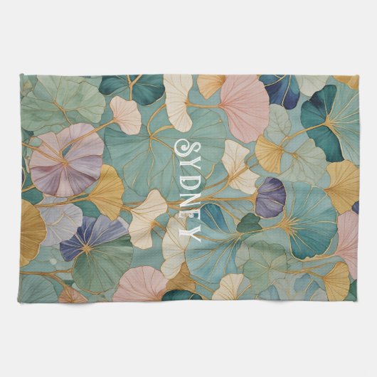 Flüstern Pastel Gingko Geschirrtuch (Horizontal)