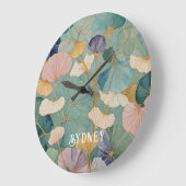 Flüstern Pastel Gingko Große Wanduhr (Winkel)