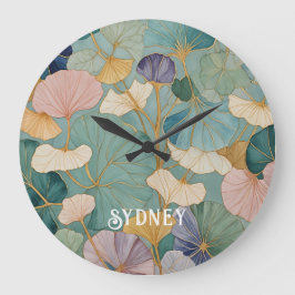 Flüstern Pastel Gingko Große Wanduhr