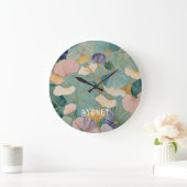 Flüstern Pastel Gingko Große Wanduhr (Zuhause)