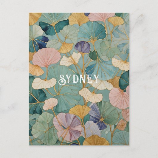 Flüstern Pastel Gingko Postkarte (Vorderseite)