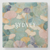 Flüstern Pastel Gingko Steinuntersetzer (Vorderseite)