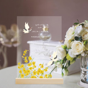 Flüstern Schwan Vögel Lotusblumen Mandala Hochzeit Acryleinladungen