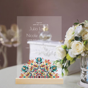 Flüstern Schwan Vögel Lotusblumen Mandala Hochzeit Acryleinladungen