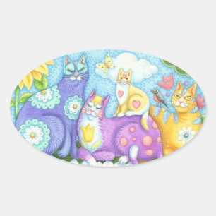 Flüstern und Purren, CAT-FRIENDS-Oval Ovaler Aufkleber