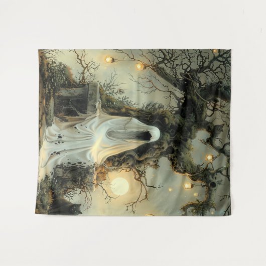 Flüstern unter dem Laternenbaum Halloween Wandteppich (Vorderseite (Horizontal))