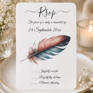 Flüstern von Anmut Gefiederte Eleganz Minimalismus RSVP Karte