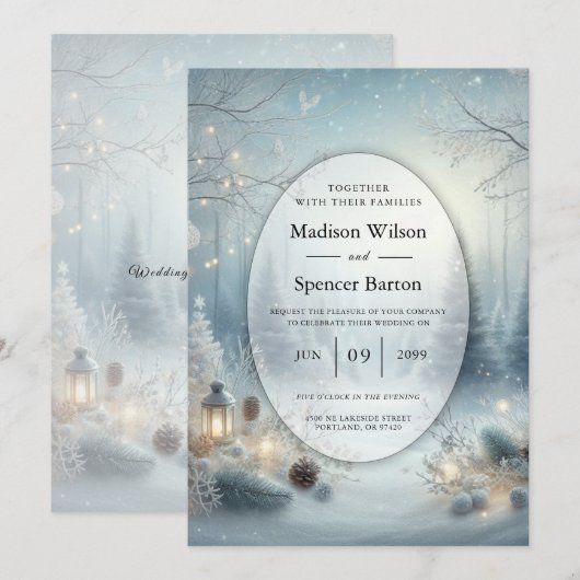 Flüstern von einer Wintersonnenwendhochzeit Einladung (Vorne/Hinten)