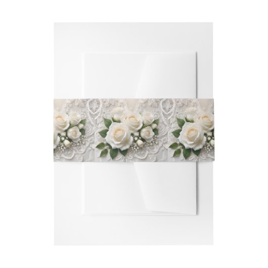 Flüstern von Elegance: Rose, Spitzen und zeitlose  Einladungsbanderole (Vorderseite Beispiel)