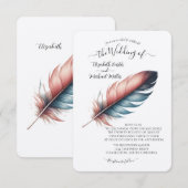 Flüstern von Grace Feathered Elegance Minimalismus Einladung (Vorne/Hinten)