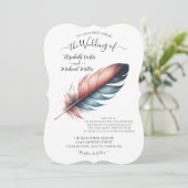 Flüstern von Grace Feathered Elegance Minimalismus Einladung (Stehend Vorderseite)