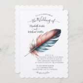 Flüstern von Grace Feathered Elegance Minimalismus Einladung (Vorne/Hinten)