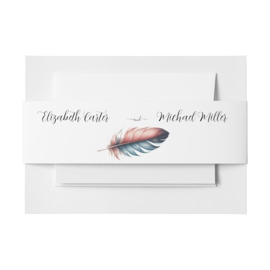 Flüstern von Grace Feathered Elegance Minimalismus Einladungsbanderole (Vorderseite Beispiel)