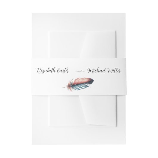 Flüstern von Grace Feathered Elegance Minimalismus Einladungsbanderole (Vorderseite Beispiel)