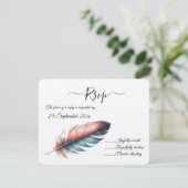 Flüstern von Grace Feathered Elegance Minimalismus RSVP Karte (Stehend Vorderseite)
