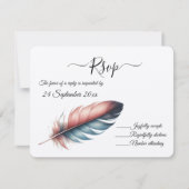 Flüstern von Grace Feathered Elegance Minimalismus RSVP Karte (Vorderseite)