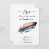 Flüstern von Grace Feathered Elegance Minimalismus RSVP Karte (Vorne/Hinten)
