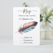 Flüstern von Grace Feathered Elegance Minimalismus RSVP Karte (Stehend Vorderseite)