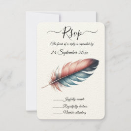 Flüstern von Grace Feathered Elegance Minimalismus RSVP Karte