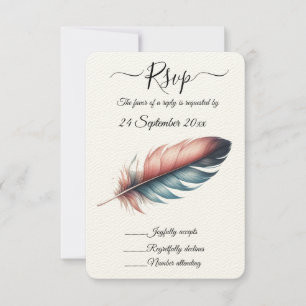 Flüstern von Grace Feathered Elegance Minimalismus RSVP Karte