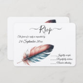Flüstern von Grace Feathered Elegance Minimalismus RSVP Karte (Vorne/Hinten)