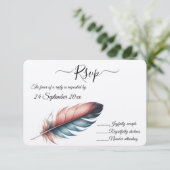 Flüstern von Grace Feathered Elegance Minimalismus RSVP Karte (Stehend Vorderseite)